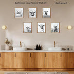 SEHSUVC Funny Bathroom Cow Posters Wall Art Set of 9, Vintage Black and White - Image 5
