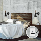Globe Electric Plug-in or Hardwire Wall Sconce, Matte Black, Wood-Tone Switch - Image 2