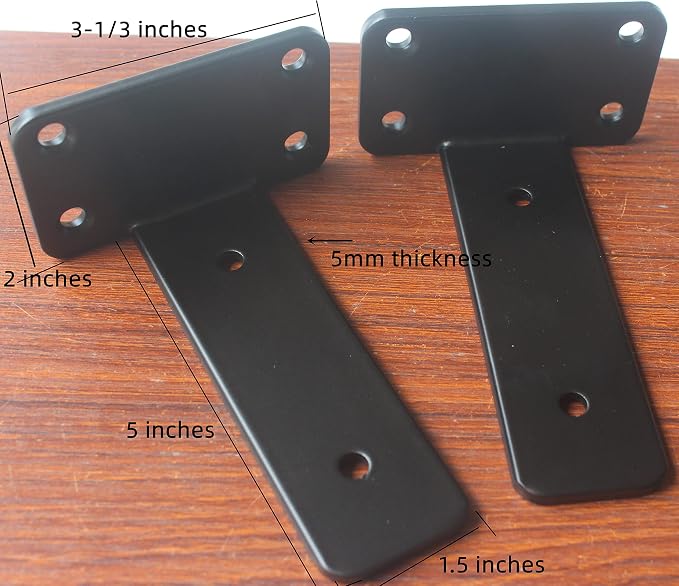 6 Pack - 5 inch Black Hidden L Shelf Bracket Iron Floating Shelf Brackets - Image 2