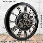 The B-Style Large 24 inch Moving Gear Wall Clock Oversized Vintage Farmhouse - Image 2