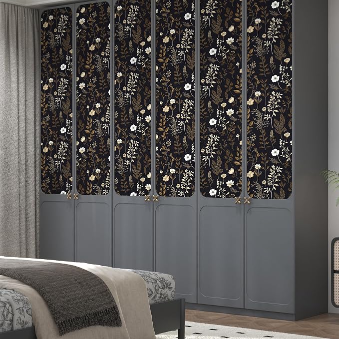 Vintage Adhesive Shelf Liner Contact Paper, 17.5" x 78" Black Floral Theme - Image 6