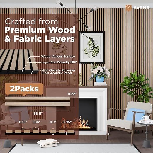 Avana Acoustic Wood Wall Panels – 93.2x11.25 Inch Panels – Fits 94x12 Layout – - Image 4
