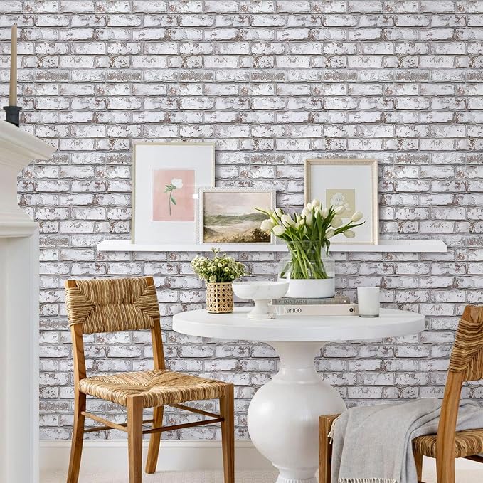 Commomy 10 Pcs 3D Faux Brick Wall Panels -11.8"X11.8" Small Size PVC Grey - Image 3