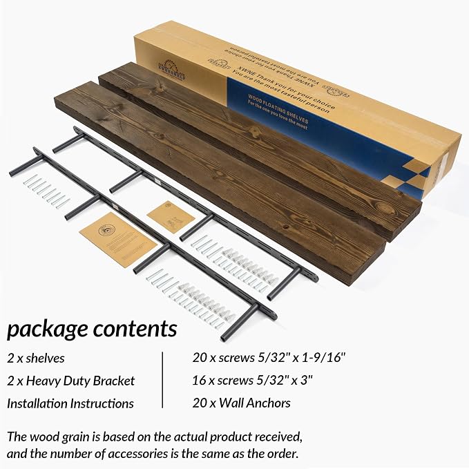 Floating Shelves 60 inch Long 8 "deep Set of 2, Heavy Duty Wood Wall Mounted - Image 7