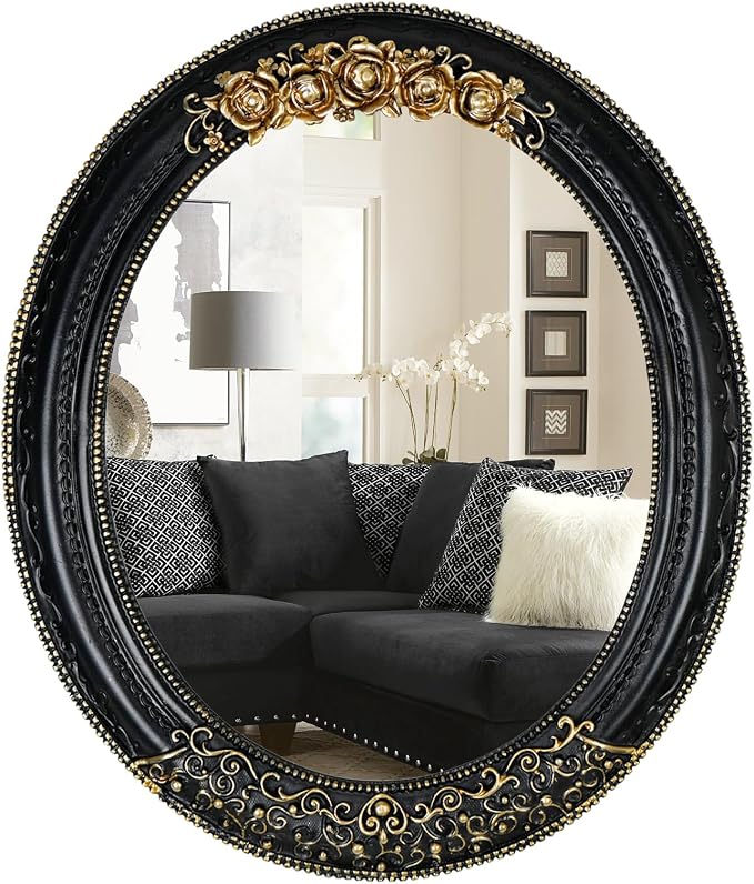 Oval Resin Vintage Mirror, Wall Mounted Decorative Mirror by Hzxcuim