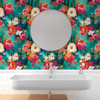 BOKEBEVE Bright Floral Wall Paper Watercolor Peel and Stick Wallpaper Oil - Image 3