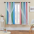 XiDi Curtains for Bedroom Decor, Rainbow Pink GreenBlue52/54/1 by Addsomecolortolife