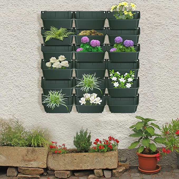 Vertical Wall Planter with 18 Pots, Hanging Garden Plant Flowerpot Holder - Image 9