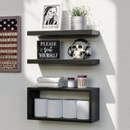 RICHER HOUSE Black Floating Shelves Set of 3, Modern Bathroom Shelves Wall by RicherHouse