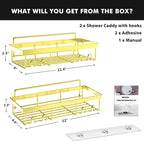 Moforoco Shower Caddy Shelf Organizer Rack, Self Adhesive Black Bathroom - Image 7
