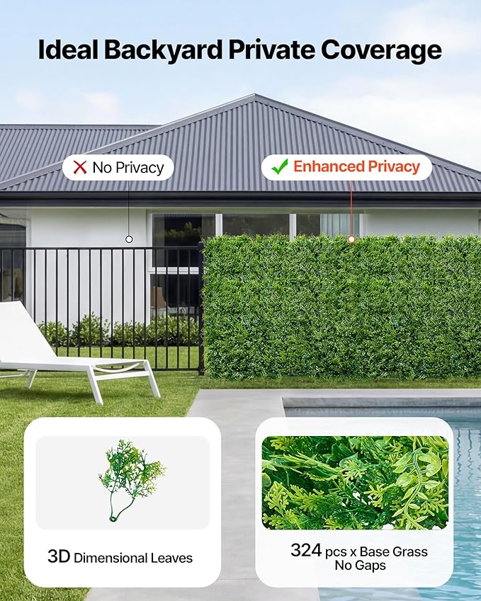 VEVOR Artificial Plant Wall, Sun Protection Greenery Backdrop Privacy Hedge - Image 3