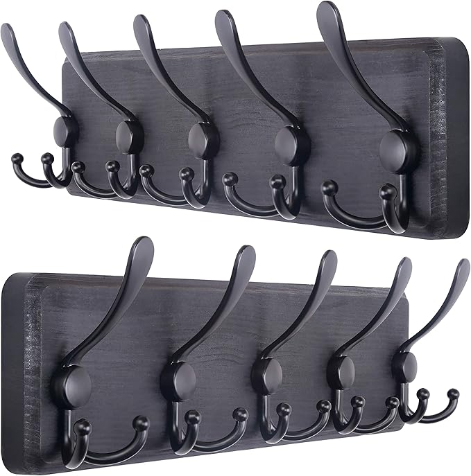 SKOLOO Rustic Wall Mounted Coat Rack: 16" Stud Spacing, Pine Real Wood Plank by SKOLOO