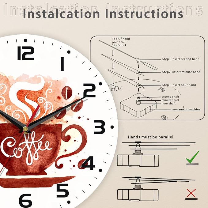 Watercolor Coffee Cup Wall Clock - Image 4