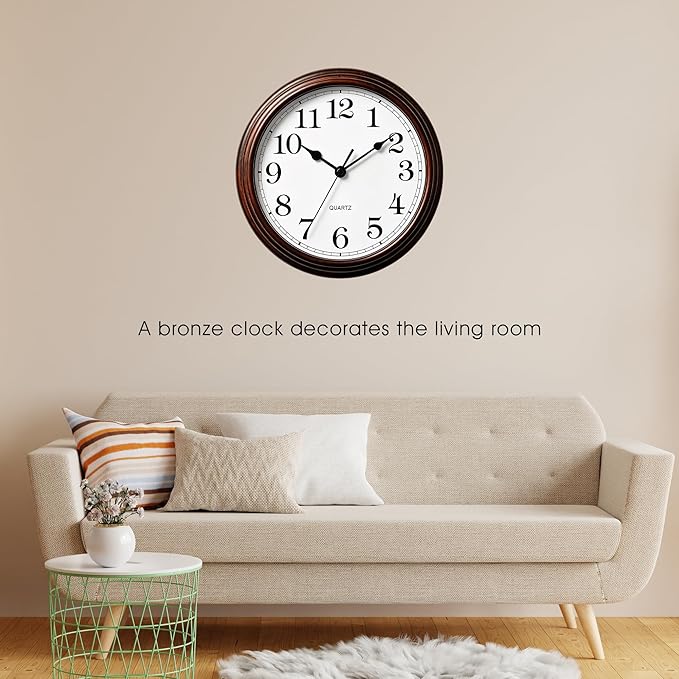 Wall Clock, 9 Inch Silent Wall Clocks Battery Operated, Decorative Clocks - Image 6