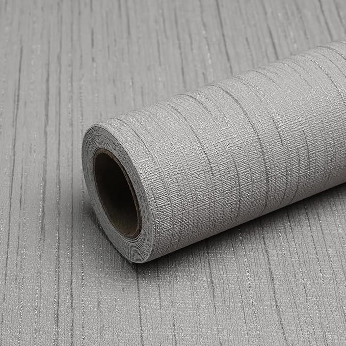 Grey Grasscloth Peel and Stick Wallpaper Vintage Texture Removable Waterproof by Qianglive