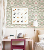 YXTII Peel and Stick Wallpaper Pink Floral Damask Wallpaper - Image 2