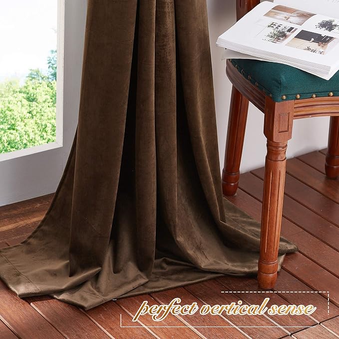 NICETOWN Brown Velvet Curtains, Thermal Insulated Sound Reducing Heavy Matt - Image 6