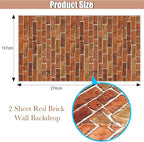 Chuangdi 2pcs 4.5 x 9 Feet Brick Wallpaper Peel and Stick Backdrop Tablecloth - Image 2