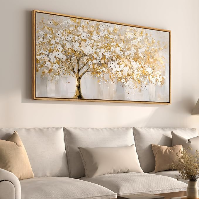 Large Framed Gold Tree Wall Art - Image 2