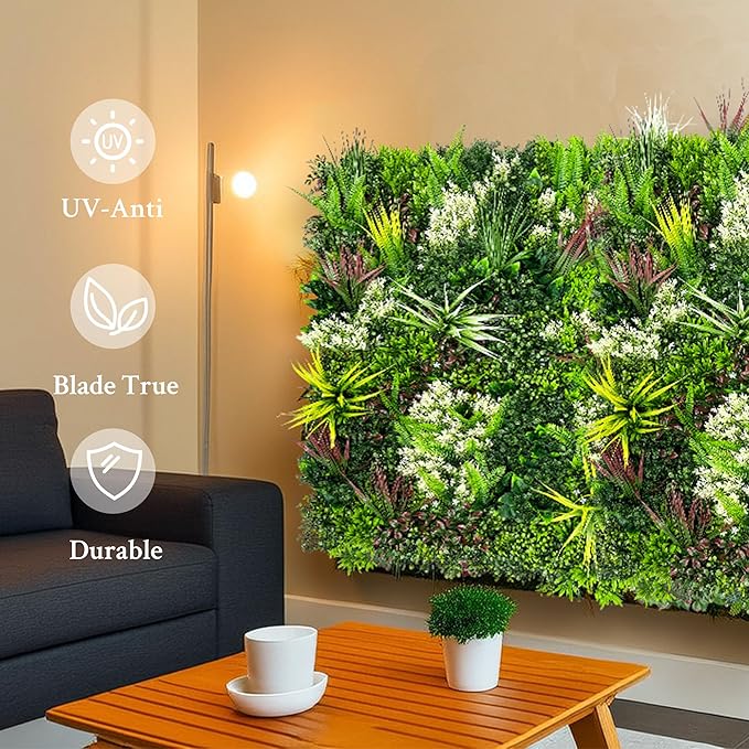 ODTORY Artificial Plant Wall Panels: 70"×120" UV-Anti Faux Grass Wall Backdrop - Image 3