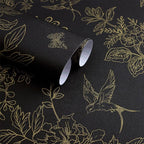 Froluya Black and Gold Wallpaper Peel and Stick Wallpaper 17.7"x393.7" Vintage by Froluya