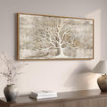 Framed Vintage Tree of Life Wall Art, Neutral Rustic Farmhouse Tree Canvas by Cuspin