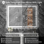 Koonmi 36"x40" LED Mirror for Bathroom, 90CRI Anti-Fog Vanity Mirror - Image 3
