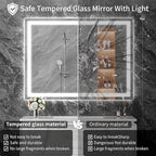 Koonmi 48"x36" LED Mirror for Bathroom, 90CRI Anti-Fog Vanity Mirror - Image 4