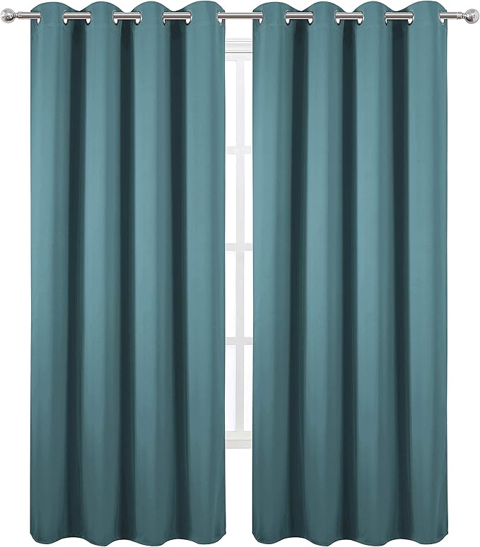 LEMOMO Sea Teal Thermal Blackout Curtains/52 x 108 Inch/Set of 2 Panels Room - Image 2