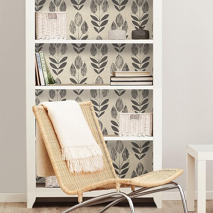 NuWallpaper Folk Tulip Peel and Stick Wallpaper, Textured Removable Wallpaper - Image 3