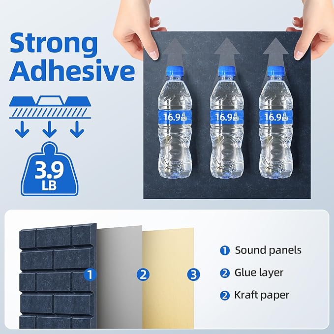 12 Pack Acoustic Panels with Self Adhesive, Soundproof Wall Panel, Brick Sound - Image 4