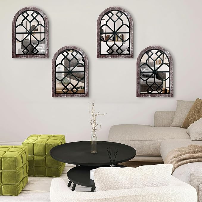 ZEXUIRU 4 Set. Rustic Wall Mirrors - Image 2