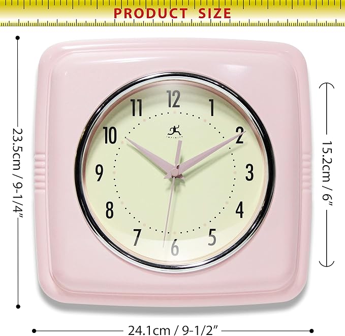 Infinity Instruments Square Silent Retro 9 inch Mid Century Modern Kitchen - Image 5
