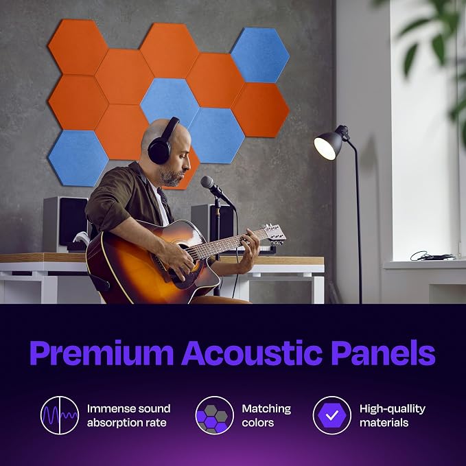 Acoustic Panels 12-Pack Soundproof Wall Panels 12"X10.4"X0.4" Sound Panels High - Image 2