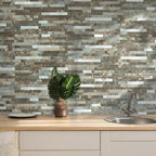 AULIGET 2 Sheets Beige & Brown Slate Peel and Stick Backsplash, PVC Mixed Metal - Image 6
