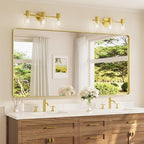 TETOTE 72 x 36 Inch Brushed Gold Bathroom Mirror, Rectangle Metal Frame by TETOTE