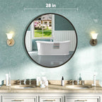 NEWBULIG Round Bathroom Mirror for Over Sink, 28 Inch Wall Mount Vanity Circle - Image 2