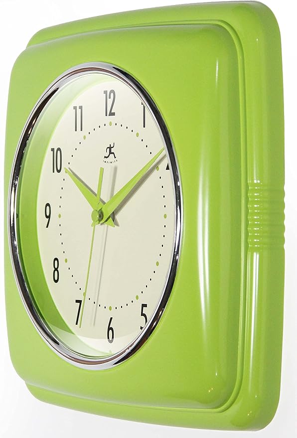 Infinity Instruments Retro Wall Clock – 9-Inch Square Silent Non-Ticking - Image 2