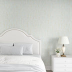 VEELIKE Pale Green Gold Grasscloth Wallpaper Textured Faux Grasscloth Peel and - Image 3