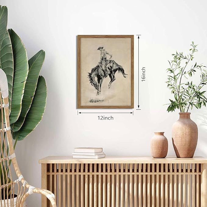 Western Cowboy Wall Art, Vintage Farmhouse Canvas Wall Decor Painting, Retro - Image 4