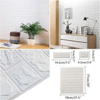 MYOYAY 10 Pcs 3D Wall Panels Peel and Stick 27.5 x 30.3 Inch White Brick - Image 6