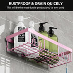 Moforoco Shower Caddy Shelf Organizer Rack, Self Adhesive Black Bathroom - Image 4