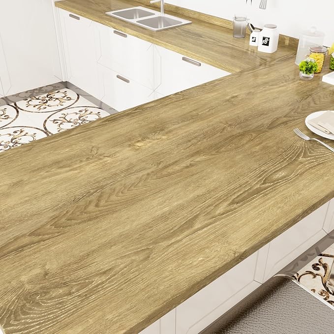 WESTICK 394"x15.8" Brown Wood Contact Paper Peel and Stick Countertops by WESTICK