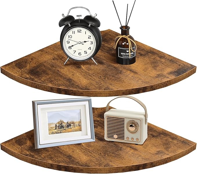 Homode Corner Shelf Wall Mount, 12 Inch Wood Floating Corner Shelves by Homode