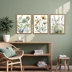 SYWENNOI Wood Framed Green Botanical Canvas Wall Art, Boho Floral Watercolor - Image 2