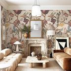 Zeeko Floral Peel and Stick Wall Mural Beige Flower Wallpaper - Image 4