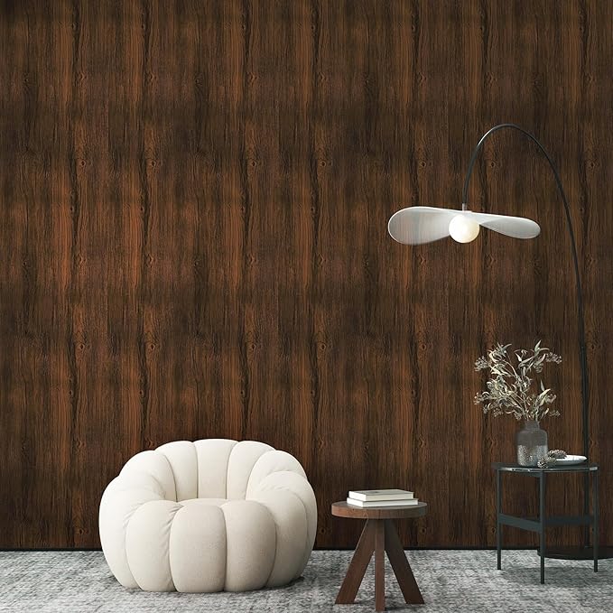 Vinjiasin Dark Wood Contact Paper Peel and Stick Wood Grain Wallpaper Self - Image 5
