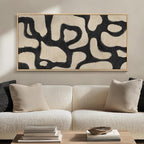 Framed Abstract Neutral Horizontal Wall Art Bedroom, Large Abstract Canvas - Image 2