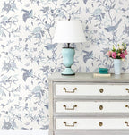 Timeet Peel and Stick Wallpaper Vintage Floral Contact Paper Blue and White - Image 8