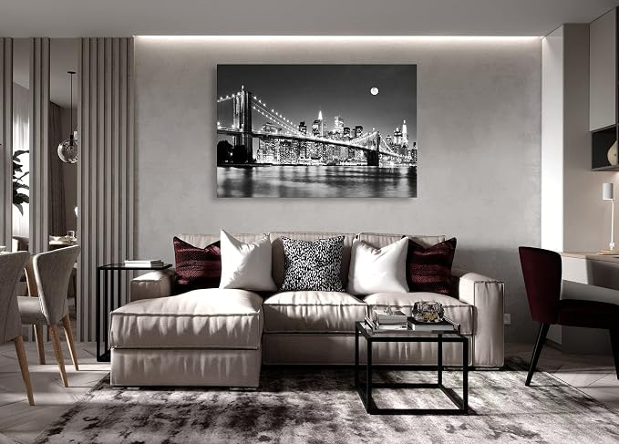 Baisuart-Q30369 Brooklyn Bridge Night View 1 Panels Landscape Artwork Canvas - Image 5